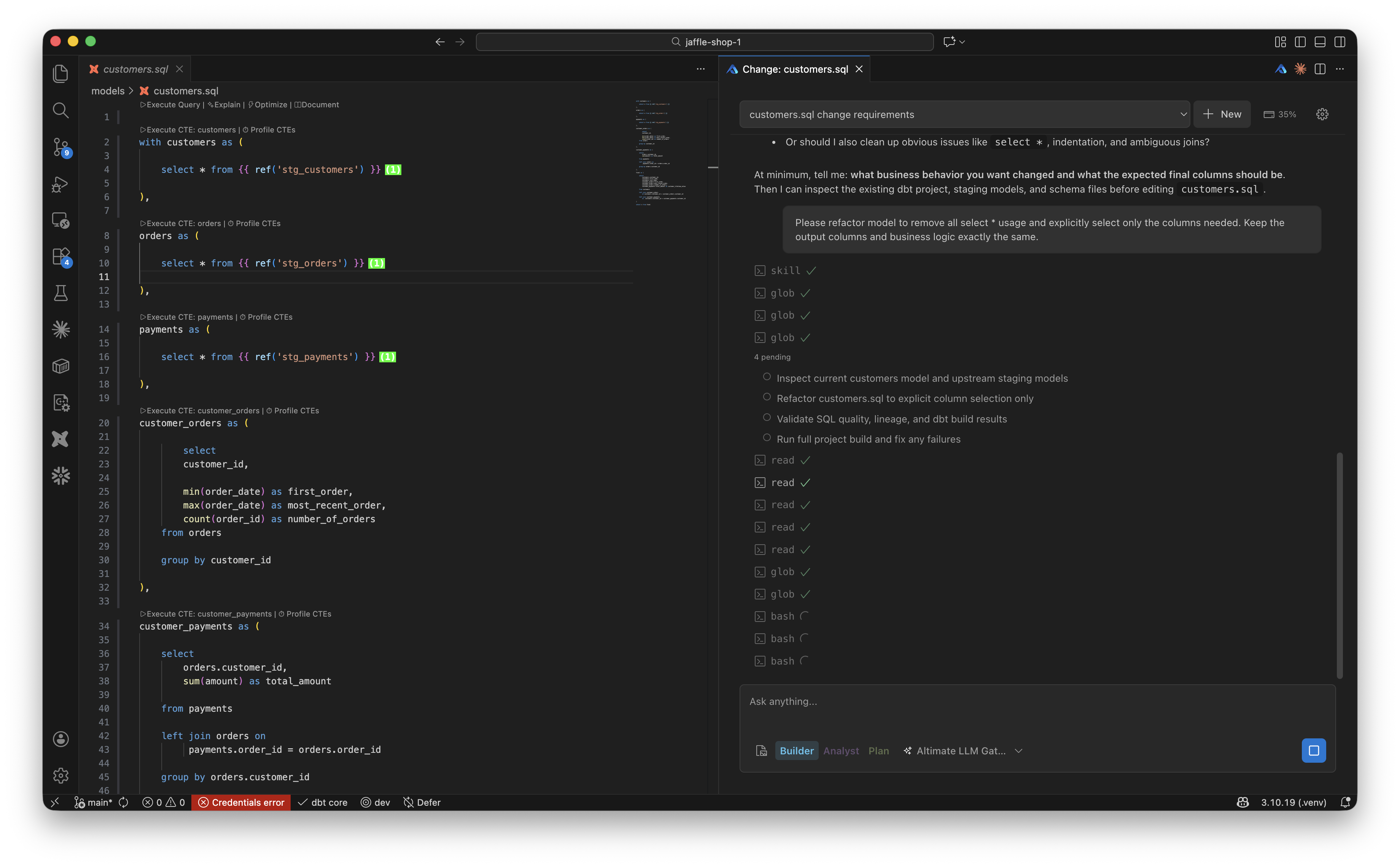 Altimate Code asking change
