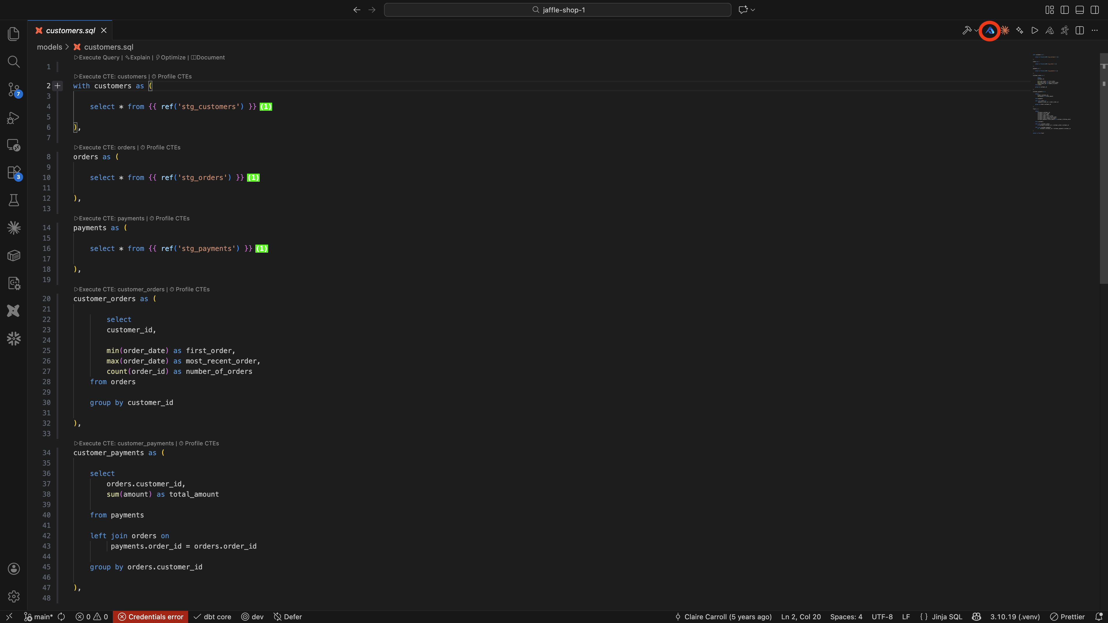 Open Altimate Code Chat from editor title