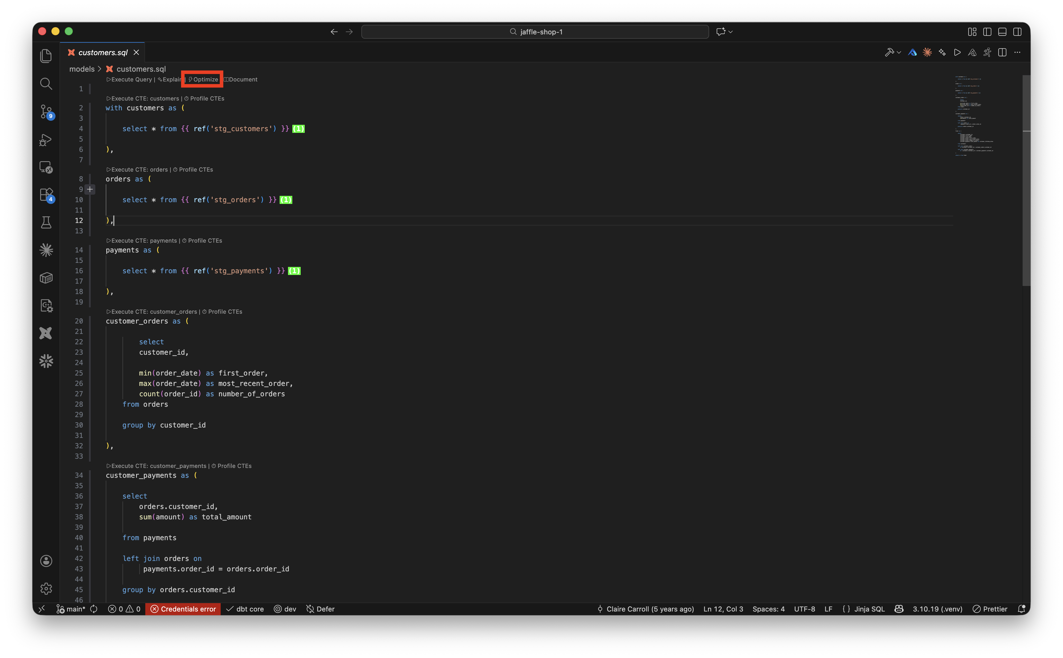 Optimize code lens