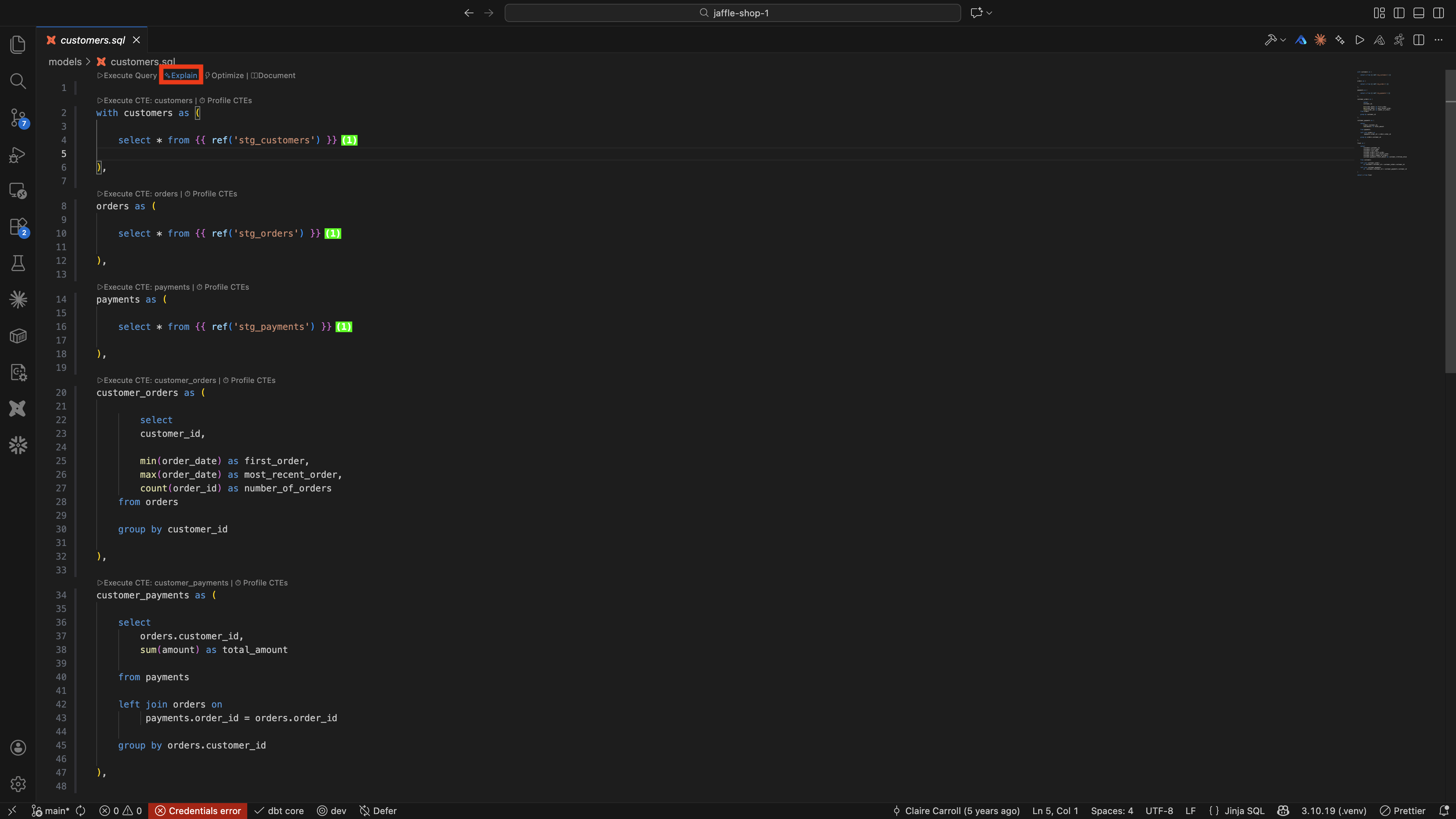 Explain code lens