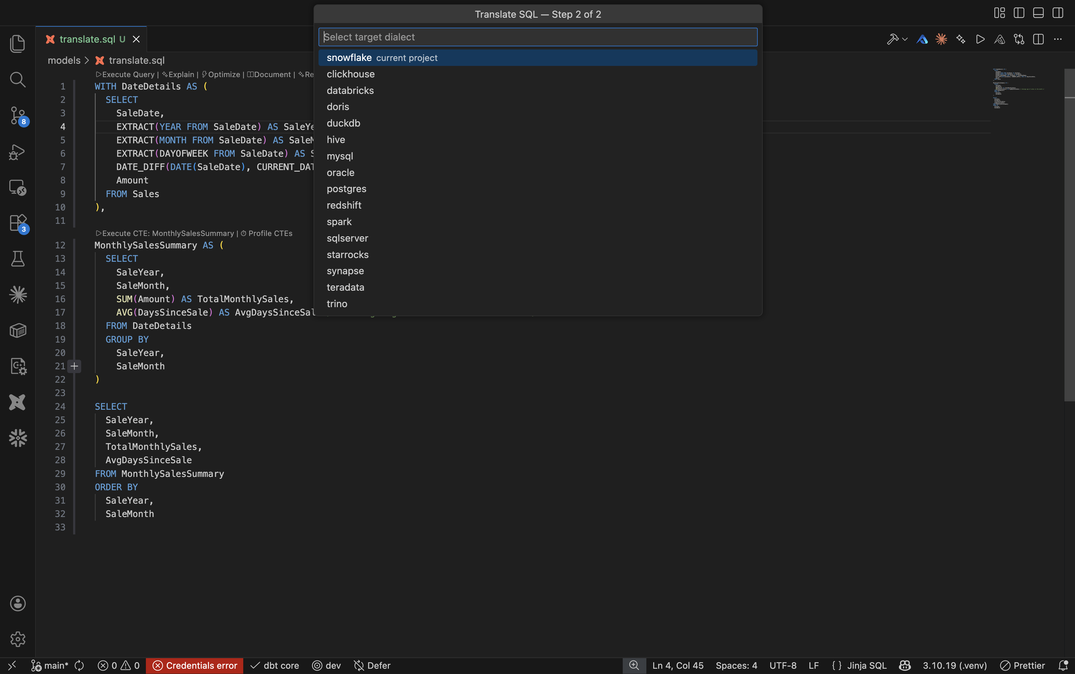Translate target prompt
