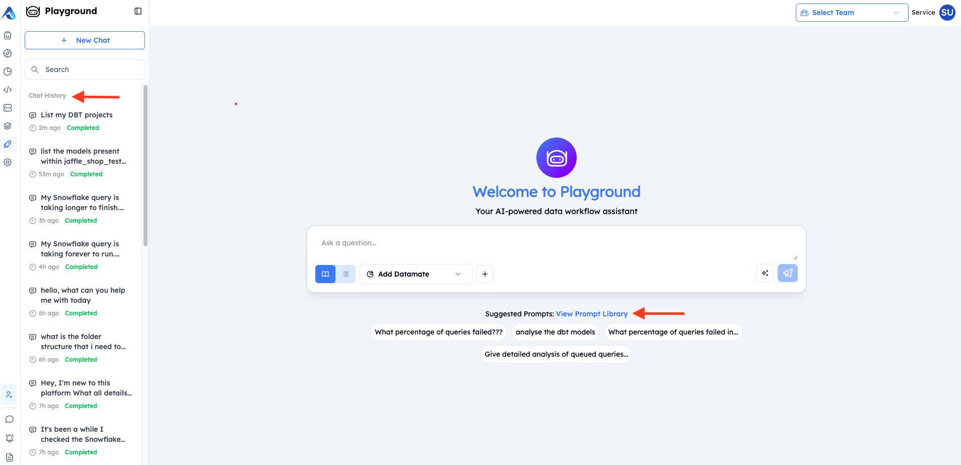 Studio Chat History and Prompt Store