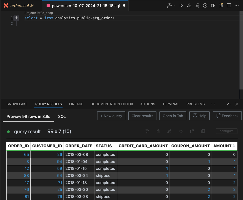 Run ad hoc query - dbt Power User